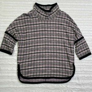 Max‎ Studio Turtleneck Tunic Top Pullover Size Small S Plaid Black and Pink